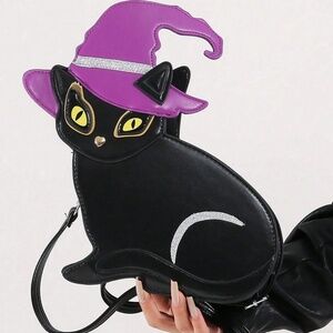 Purple Kitten Crossbody 🐱🎀 Cute Round Bag for Parties & Gifts 💜